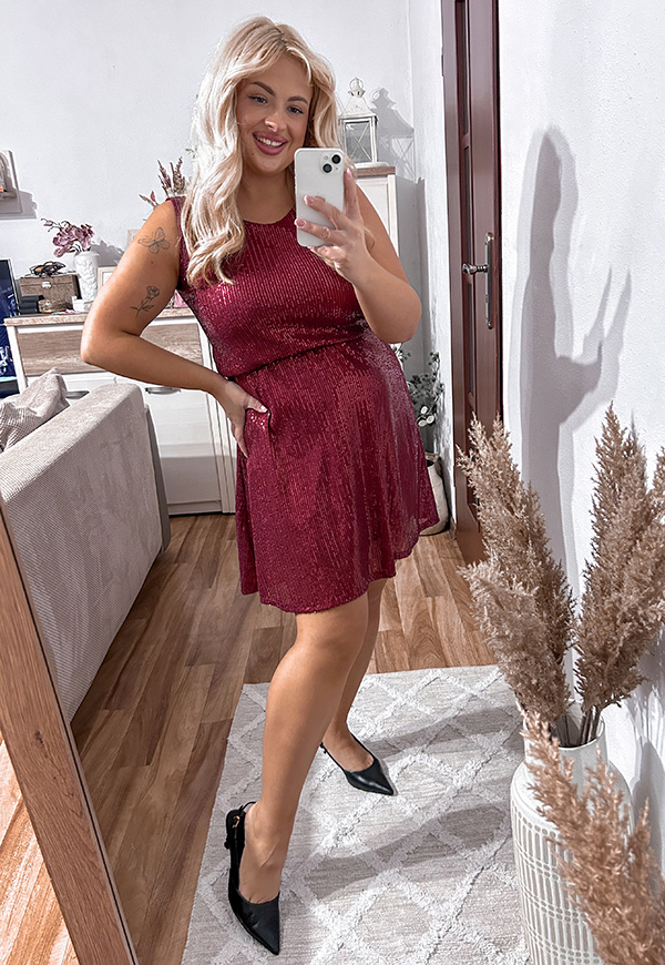 ŠATY MARIKA PLUS SIZE BURGUNDY 03 - włoski obrázek 3