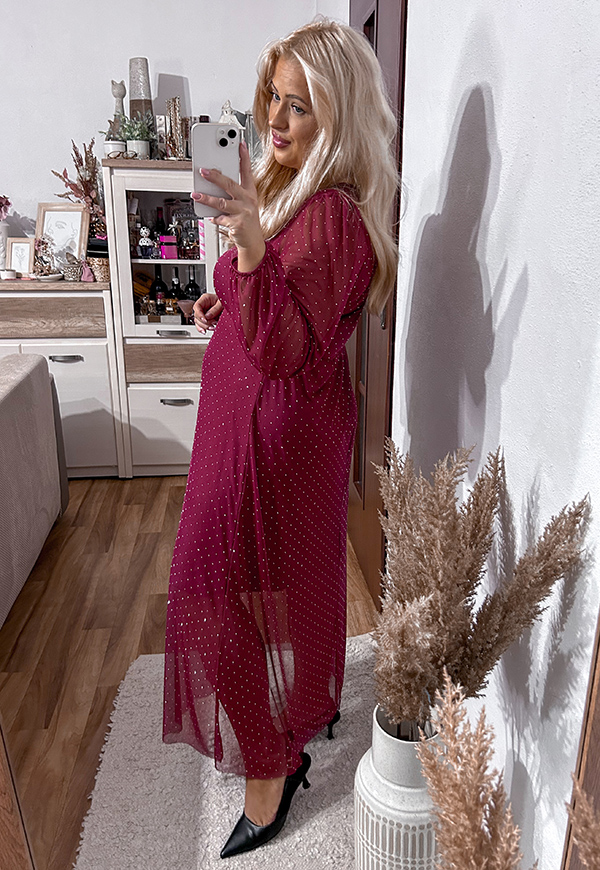 ŠATY LEAL MAXI PLUS SIZE BURGUNDY 03 - włoski obrázek 2