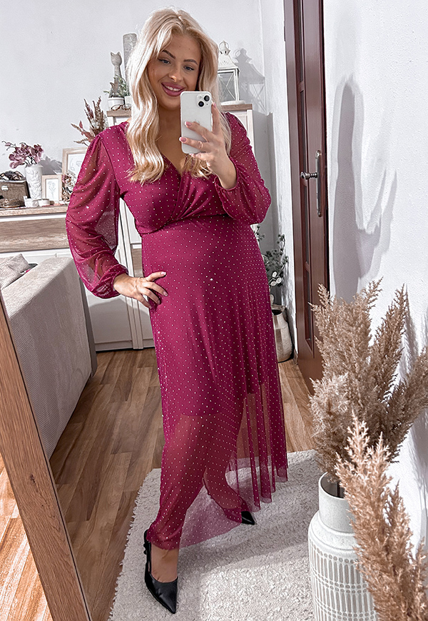 ŠATY LEAL MAXI PLUS SIZE BURGUNDY 03 - włoski obrázek 1