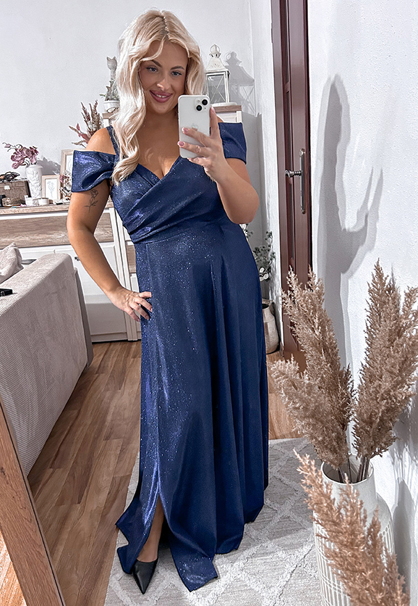 ŠATY VICTORIA SHINE MAXI PLUS SIZE NAVY - produkt polski obrázek 1