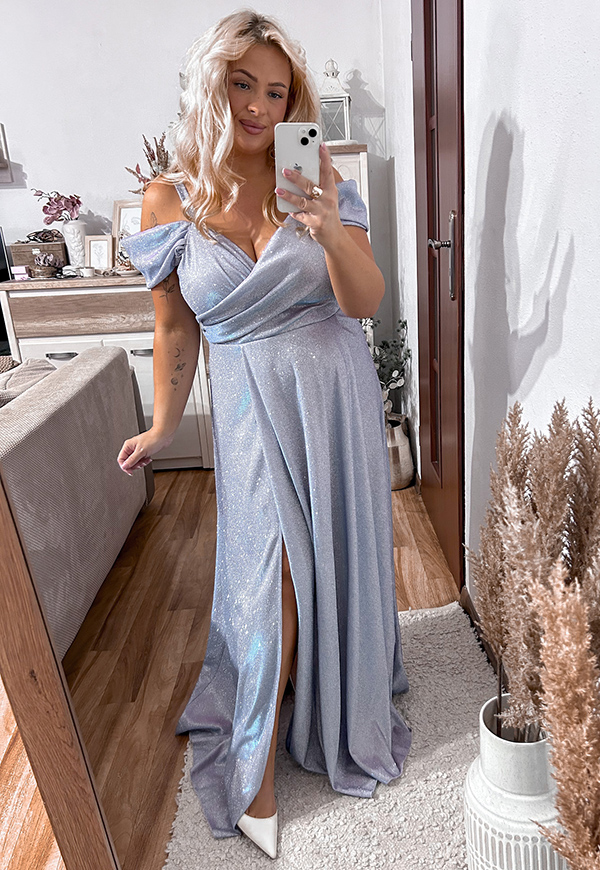 ŠATY VICTORIA SHINE MAXI PLUS SIZE BLUE - produkt polski obrázek 2