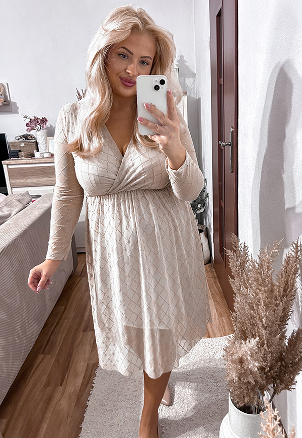 ŠATY ROSALIA PLUS SIZE BEIGE 01 - włoski obrázek 2