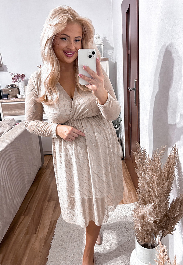 ŠATY ROSALIA PLUS SIZE BEIGE 01 - włoski obrázek 3