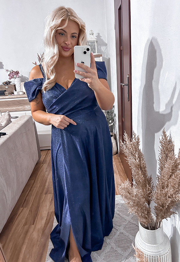 ŠATY VICTORIA SHINE MAXI PLUS SIZE NAVY - produkt polski obrázek 3