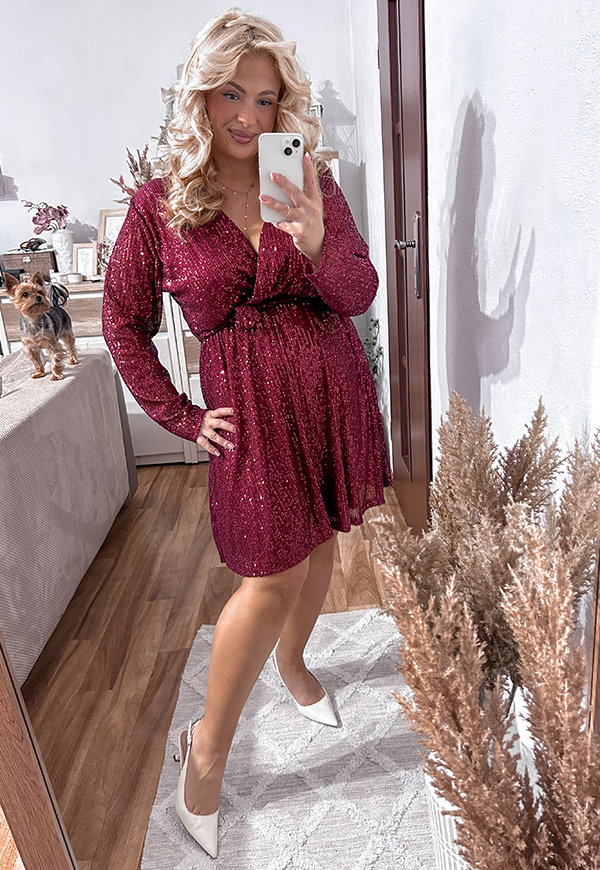 ŠATY CELINA PLUS SIZE BURGUNDY 05 - włoski obrázek 1