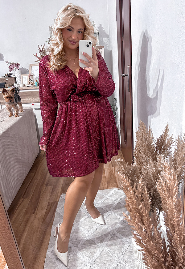 ŠATY CELINA PLUS SIZE BURGUNDY 05 - włoski obrázek 2