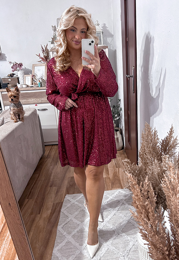 ŠATY CELINA PLUS SIZE BURGUNDY 05 - włoski obrázek 3