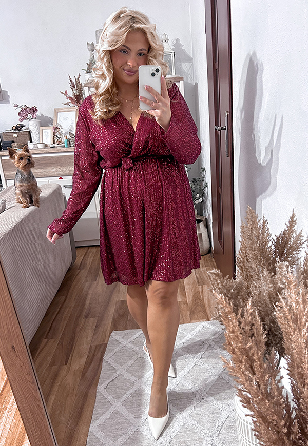 ŠATY CELINA PLUS SIZE BURGUNDY 05 - włoski obrázek 4